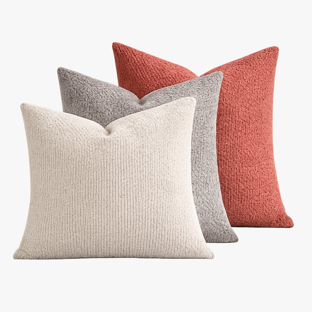 Dekokissen in Rot, Beige und Grau