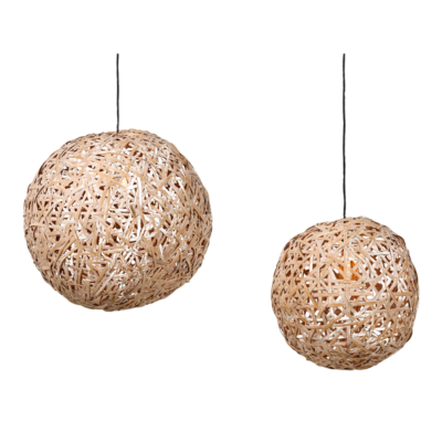 Suspension boule en osier – 2 pièces