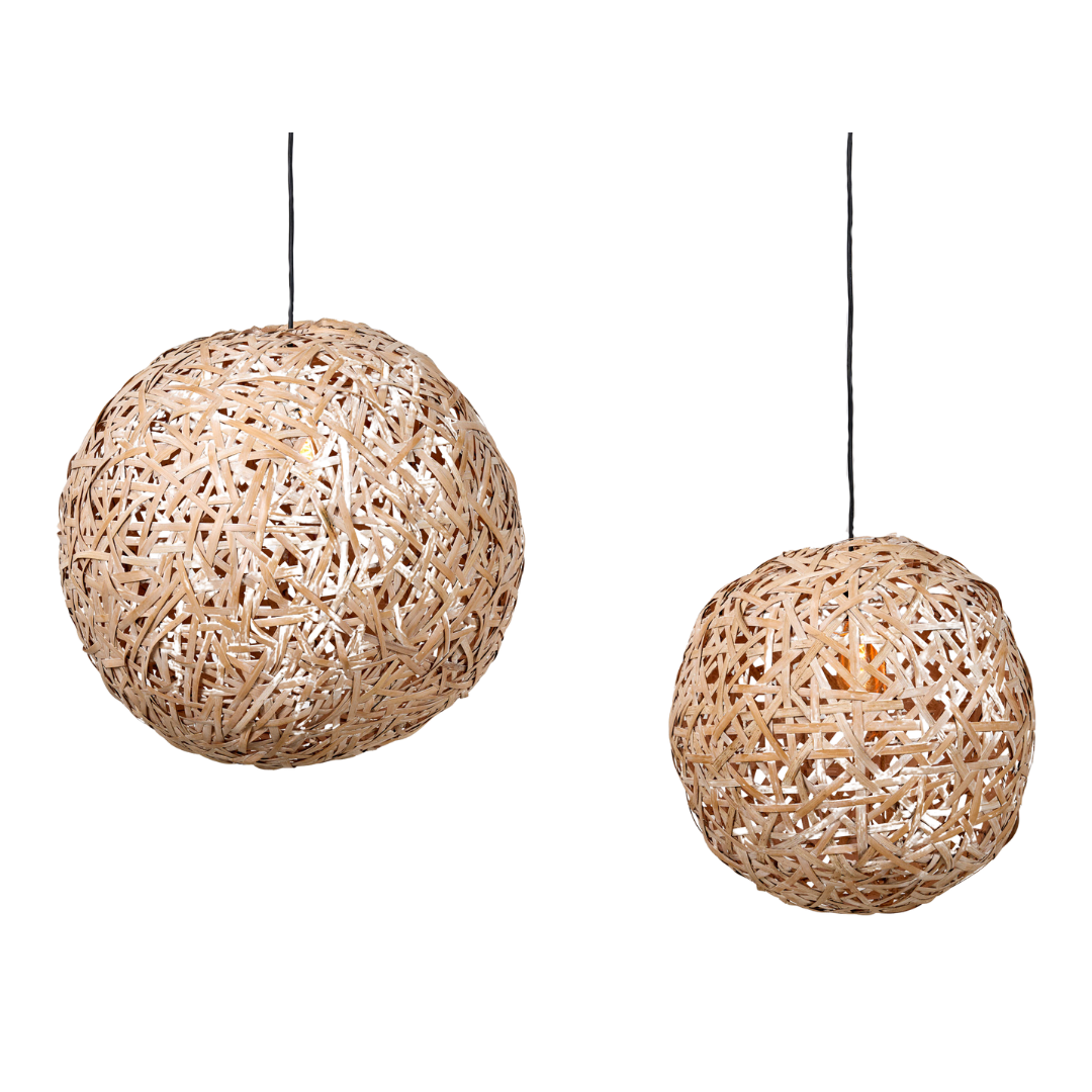 Suspension boule en osier – 2 pièces